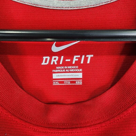 Mens Red Nike Dri-Fit Athletic Shirt Short Sleeve Crew Neck Size XXL - Picture 3 of 8